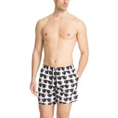 Multicoloured Swimming Trunks Moschino Logo Swim Shorts - White