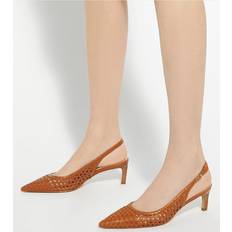 Brown - Leather Heels & Pumps Dune London Divided Leather Pointed Slingback Courts - Tan