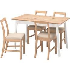 IKEA PINNTORP stolar, ljusbrunlaserad vitlaserad/Katorp Bordsgrupp 75x125cm 5st