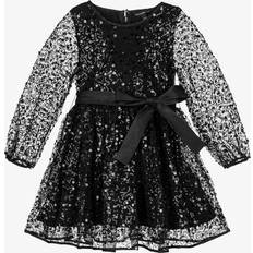Guess Girls Black Sequin Pearl Tulle Dress - Black