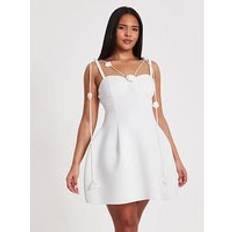 Quiz Womens Floral Trim Mini Dress - White
