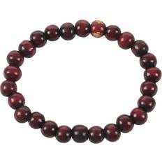 Wood Bracelets Torribaly Buddhist Brown Wood Round Beads Elastic String Wrist Bracelet - Unisex