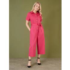 Jumpsuits & Overalls Yumi Viscose Twill Button Up Utility Jumpsuit - Pink