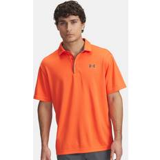 Golf - Red Polo Shirts Under Armour Tech Men's Polo - Fire/Pitch Gray