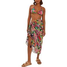 Black Swimsuit Cover-Ups & Sarong Wraps Accessorize Tropical Print Sarong - Black
