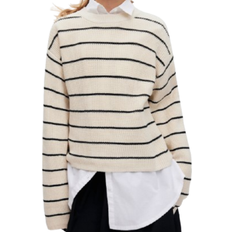 H&M Flicka Boxig Stickad Tröja - Ljusbeige/Randig