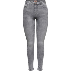 Organic Fabric - Women Jeans Only Power Mid Waist Skinny Fit Jeans - Grey/Grey Denim