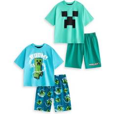 Boys Pyjamases Minecraft Creeper Multi-Pack Of 2 Short Sleeve Short Leg Pyjama Set - Boys