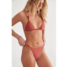 Orange Bikini Sets Nasty Gal Womens Ribbed Double Strap Beaded Triangle Bikini Set - Orange