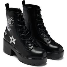 KOI Stévle Astro Silver Star & Moon Chunky Boots - Damer - Sort