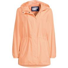 Orange - Women Rain Clothes Lands' End Packable Raincoat - Peach