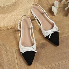 Ballerinas Shein Women's Fashion Versatile Color Block Soft Leather Soft Sole Retro Pointed Toe Flats - Women's