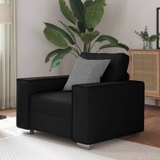 Svarta Fåtöljer vidaXL Svart Konstläder Soffa Stol 59 cm Fåtölj