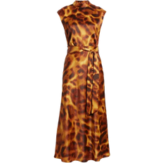 Tahari Sleeveless Mock Neck Midi Dress - Tortoise
