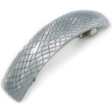 Silver Hair Clips Avalaya Metallic Silver Snake Print Acrylic Square Barrette Hair Clip