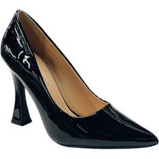 Women's Pointed Toe Faux Patent Court Shoes - Black