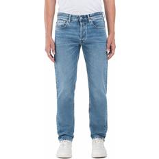 Replay Jeans Replay Mid Blue Denim Straight Fit Grover with 100% Cotton Stretch Jeans