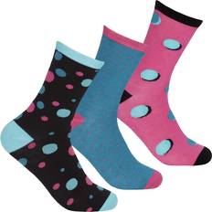 Metzuyan Bamboo Viscose Abstract Geometric Dots Spotted Mid Calf Gentle Socks - Blue