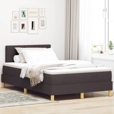 Senge & Madrasser vidaXL Box Spring Seng med Madras und LED Mørkebrun 120x200 cm Stof Rammeseng