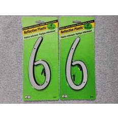 White Facade Numbers Hy-Ko Plastic House Number 6 4 Inch Reflective