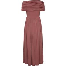 Malina Kläder Malina Ariel Off Shoulder Jersey Midi Dress - Rosa