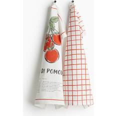 H&M 2-Pack Tea Towels 45x60 Kitchen Towel Orange, White (60x45cm)