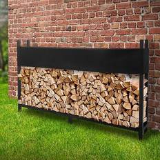 Kaminöfen ML Design Feuerholzregal Mit Abdeckung Grau 200 cm