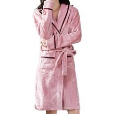 Pink Robes BoboVR Women's Velvet Bathrobe Soft Plush Hooded Robe - Dark Pink