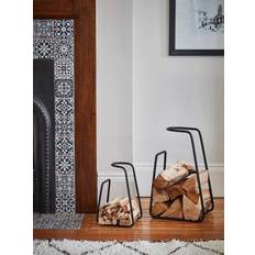 Ivyline Contemporary Iron Log Holders Set of 2 Black