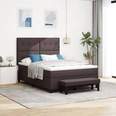 Senge & Madrasser vidaXL Box Spring Seng med Madras and Bænk 160x200 cm Mørkebrun Sengesæt