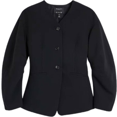 V-Neck Tops River Island Puffed Sleeve Tailored Blazer - Black