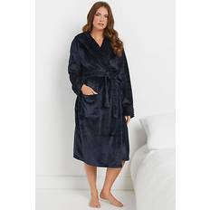 M&Co Ribbed Trim Hooded Dressing Gown - Pink