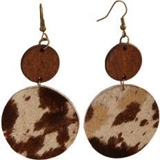 Shein 1pair Vintage Cow Pattern Round Drop Earrings For Women For Daily Decoration