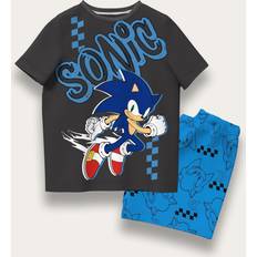 Night Garments Brand Threads Kids' Sonic The Hedgehog Cotton Shortie Pyjama Set - Black