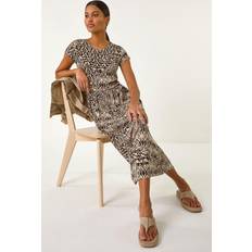 Abstract Print Midi Dress - Black