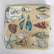 Brown Paper Napkins Ihr Disposable 3-Ply Paper Napkin Pack 20-Count Coastal Shells Brown