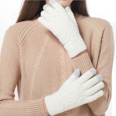 White Gloves Maxpower Female Winter Warm Knitted Full Finger Gloves - White