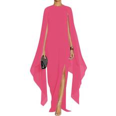FS Womens Long Cape Sleeve High Split Elegant Cocktail Maxi Dresses - Rose