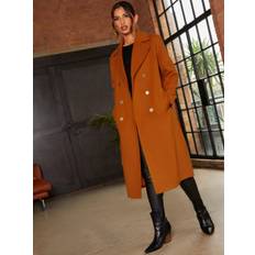 Orange Coats Chi Chi London Double Breasted Longline Coat - Orange
