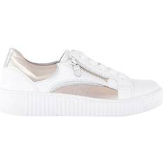 Gabor Trainers Gabor Wemo Leather Metallic Detail Trainers - White/Pale Gold