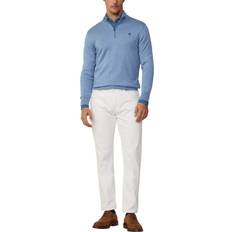 Silk Jumpers Hackett London Cotton Silk Half Zip Knitted Jumper - Light Blue