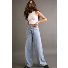 Womens The Belted Wide Leg Jeans - Blue