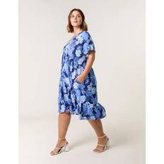 Blue Vanilla Womens Curve V Neck Smock Style Tunic -