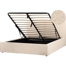 Beliani King Size 5ft3 Boucle Upholstery Slatted Base Storage Ottoman Frame Bed