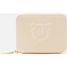 Pinko Petit Portefeuille Carré En Cuir Avec Logo Embossé - Beige/Gris Fumée