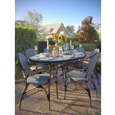 Aluminium Patio Dining Sets Laura Ashley Riviera 6-Seater Woven Oval Garden Table & Chairs Navy Patio Dining Set