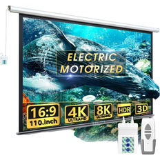 Aoxun 110" Motorized Projector Screen Indoor and Outdoor Movies Screen 110 inch Electric 16:9 Projector Screen W/Remote Control
