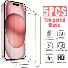 Temu 5pcs For Iphone 16 15 14 11 Pro Max Tempered Glass Screen Protector