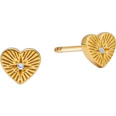 Heart Stud Earrings - Gold
