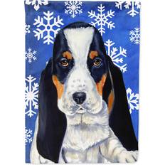 Garden & Outdoor Environment Caroline's Treasures Basset Hound Winter Snowflakes Holiday Flag Canvas Large Multicolor